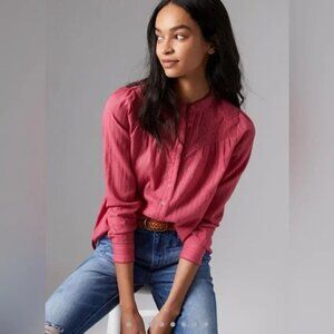 Anthropologie blouse Pilcro The Victoria Lace Buttondown top 18W